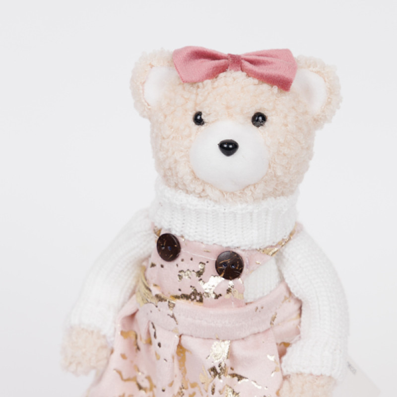 ΑΡΚΟΥΔΙΤΣΑ ΜΕ ΡΟΖ ΜΠΟΡΝΤΟ ΡΟΥΧΑ ΚΑΙ ΦΙΟΓΚΟ, 23cm