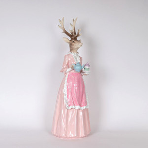 ΚΥΡΙΑ ΤΑΡΑΝΔΟΣ ΠΟΛΥΡΕΖΙΝ, ΡΟΖ, ΜΕ ΤΣΑΓΙΕΡΑ, 21.5x20.5x62cm