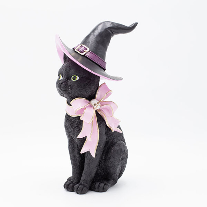 ΓΑΤΟΥΛΑ ΜΑΓΙΣΣΑ ΠΟΛΥΡΕΖΙΝ, ΜΕ ΡΟΖ ΦΙΟΓΚΟ, HALLOWEEN, 15.3x14.5x29.8cm