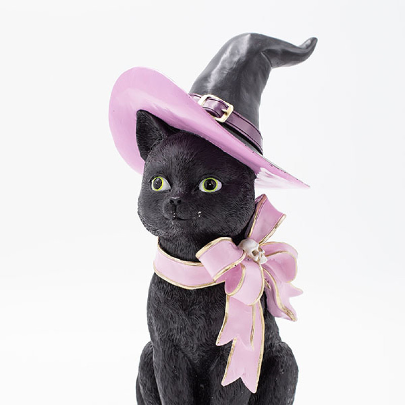 ΓΑΤΟΥΛΑ ΜΑΓΙΣΣΑ ΠΟΛΥΡΕΖΙΝ, ΜΕ ΡΟΖ ΦΙΟΓΚΟ, HALLOWEEN, 15.3x14.5x29.8cm