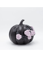 ΚΟΛΟΚΥΘΑ ΠΟΛΥΡΕΖΙΝ, ΜΑΥΡΗ, ΜΕ ΡΟΖ ΤΡΙΑΝΤΑΦΥΛΛΑ, HALLOWEEN, 21x21.5x18.8cm