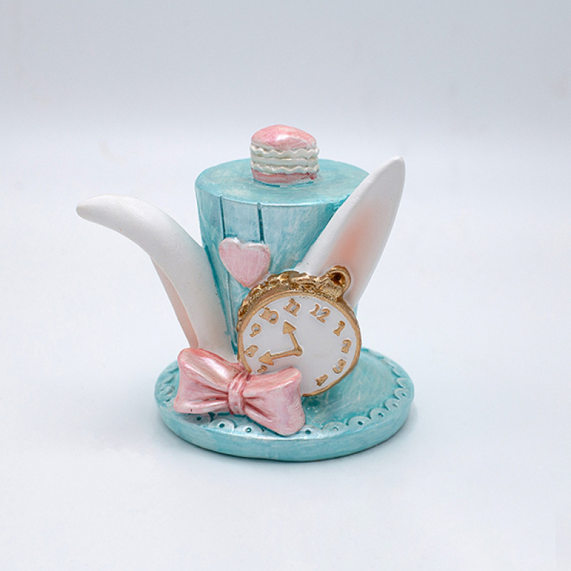 ΔΙΑΚΟΣΜΗΤΙΚΟ ΠΟΛΥΡΕΖΙΝ, ΚΑΠΕΛΟ ΜΕ ΑΥΤΙΑ ΛΑΓΟΥ, ΓΑΛΑΖΙΟ, 9x8.5cm