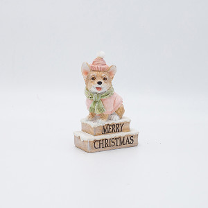 ΔΙΑΚΟΣΜΗΤΙΚΟ ΠΟΛΥΡΕΖΙΝ, ΣΚΥΛΑΚΙ ΜΕ ΡΟΖ ΣΚΟΥΦΟ, 7.5x11.5cm