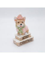 ΔΙΑΚΟΣΜΗΤΙΚΟ ΠΟΛΥΡΕΖΙΝ, ΣΚΥΛΑΚΙ ΜΕ ΡΟΖ ΣΚΟΥΦΟ, 7.5x11.5cm