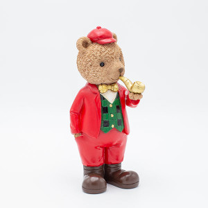 ΔΙΑΚΟΣΜΗΤΙΚΟ ΠΟΛΥΡΕΖΙΝ, ΑΡΚΟΥΔΑΚΙ VINTAGE, ΠΡΑΣΙΝΟ ΚΟΚΚΙΝΟ, 2 ΣΧΕΔΙΑ, 10x21cm