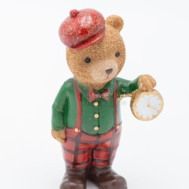 ΔΙΑΚΟΣΜΗΤΙΚΟ ΠΟΛΥΡΕΖΙΝ, ΑΡΚΟΥΔΑΚΙ VINTAGE ΜΕ ΚΑΡΟ ΠΡΑΣΙΝΟ ΠΟΥΚΑΜΙΣΟ, 7x12.5cm