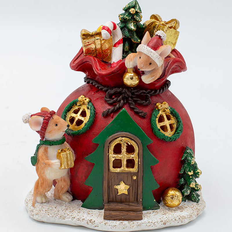 ΔΙΑΚΟΣΜΗΤΙΚΟ ΠΟΛΥΡΕΖΙΝ, ΣΠΙΤΑΚΙ ΜΕ ΠΟΝΤΙΚΑΚΙΑ, ΦΩΤΙΖΟΜΕΝΟ, 12x13cm