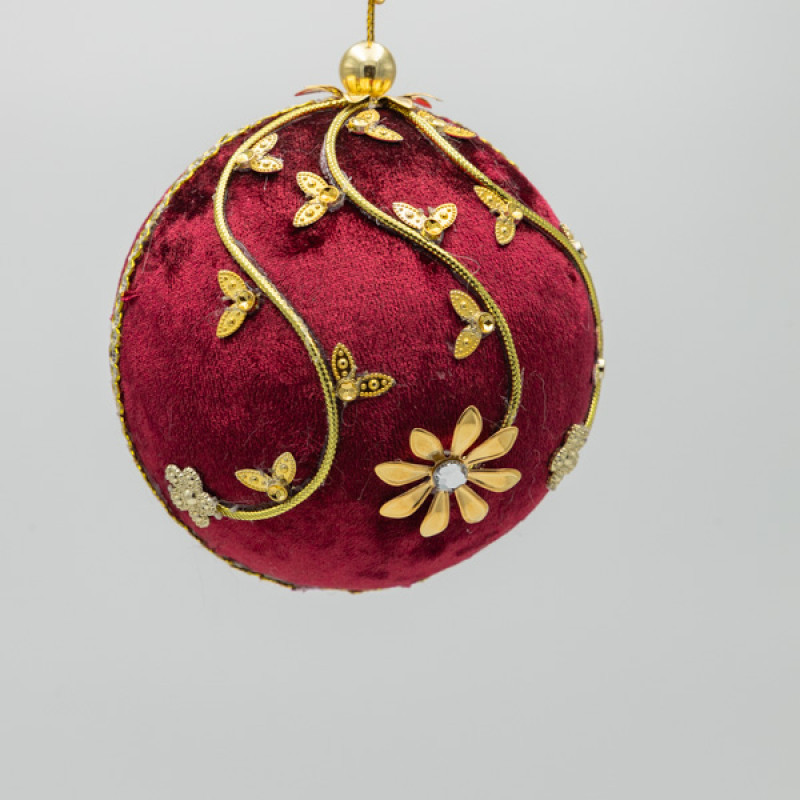 ΒΕΛΟΥΔΙΝΗ ΜΠΑΛΑ, ΜΠΟΡΝΤΟ, ΜΕ ΧΡΥΣΕΣ ΠΕΤΑΛΟΥΔΕΣ, 10cm