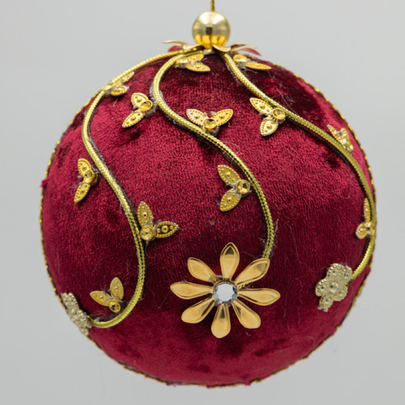 ΒΕΛΟΥΔΙΝΗ ΜΠΑΛΑ, ΜΠΟΡΝΤΟ, ΜΕ ΧΡΥΣΕΣ ΠΕΤΑΛΟΥΔΕΣ, 10cm