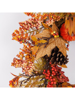 ΣΤΕΦΑΝΙ ΜΕ ΦΥΛΛΑ ΣΦΕΝΔΑΜΟΥ ΚΑΙ ΠΟΡΤΟΚΑΛΙ ΒΕΛΟΥΔΙΝΕΣ ΚΟΛΟΚΥΘΕΣ, 60cm