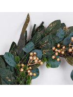 ΣΤΕΦΑΝΙ ΜΕ ΠΡΑΣΙΝΑ ΧΡΥΣΑ ΦΥΛΛΑ ΚΑΙ ΣΑΜΠΑΝΙ BERRIES, 50cm