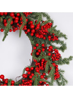 ΣΤΕΦΑΝΙ ΜΕ ΚΟΚΚΙΝΑ BERRIES ΚΑΙ ΚΛΑΔΙ ΕΛΑΤΟΥ, 50cm
