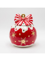 ΜΠΙΣΚΟΤΙΕΡΑ, ΧΡΙΣΤΟΥΓΕΝΝΙΑΤΙΚΗ  ΜΠΑΛΑ ΚΟΚΚΙΝΗ ΜΕ ΦΙΟΓΚΟ, ΔΙΑΚΟΣΜΗΤΙΚΗ, 16x17.5cm