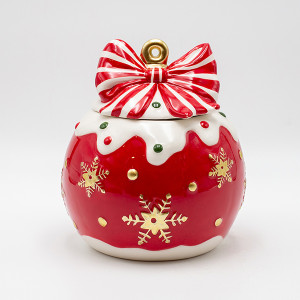 ΜΠΙΣΚΟΤΙΕΡΑ, ΧΡΙΣΤΟΥΓΕΝΝΙΑΤΙΚΗ  ΜΠΑΛΑ ΚΟΚΚΙΝΗ ΜΕ ΦΙΟΓΚΟ, ΔΙΑΚΟΣΜΗΤΙΚΗ, 16x17.5cm