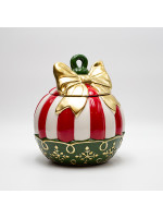 ΜΠΙΣΚΟΤΙΕΡΑ, ΧΡΙΣΤΟΥΓΕΝΝΙΑΤΙΚΗ  ΜΠΑΛΑ CANDY ΜΕ ΧΡΥΣΟ ΦΙΟΓΚΟ, ΔΙΑΚΟΣΜΗΤΙΚΗ, 18.5x21.5cm