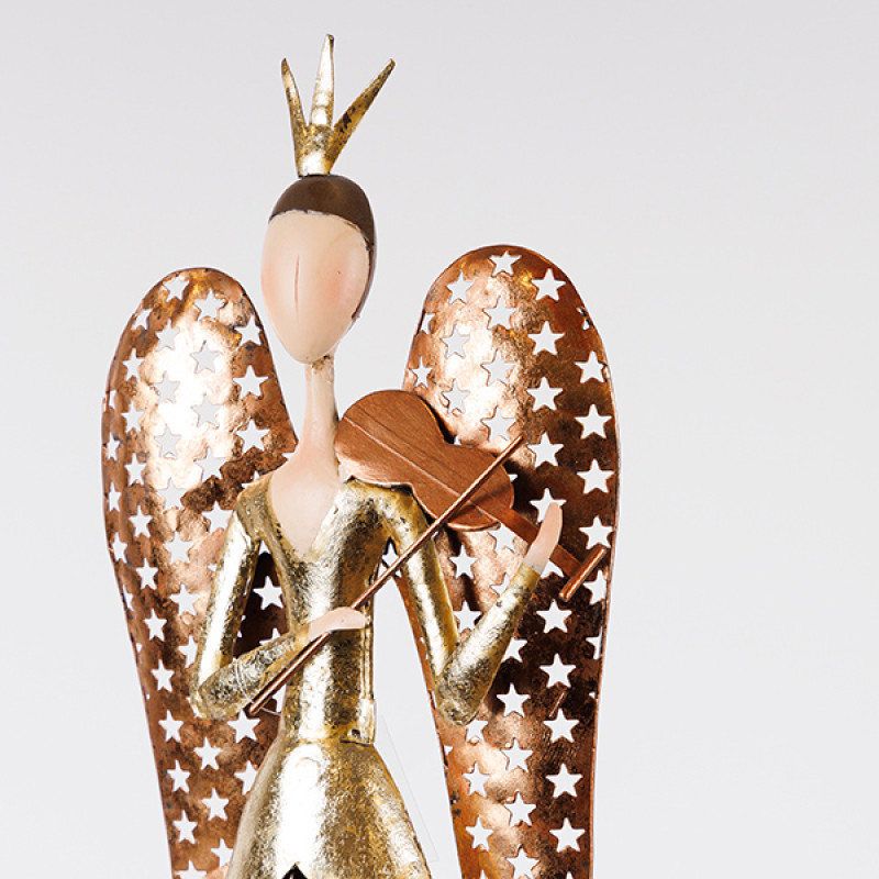 ΑΓΓΕΛΟΣ ΜΕ ΒΙΟΛΙ, ΜΕΤΑΛΛΙΚΟΣ, ΜΠΡΟΝΖΕ, 21.6x12.7x78.74cm