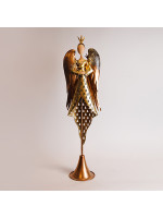 ΑΓΓΕΛΟΣ ΜΕ ΜΠΡΟΝΖΕ ΦΤΕΡΑ ΚΑΙ ΧΡΥΣΟ ΦΟΡΕΜΑ, ΜΕΤΑΛΛΙΚΟΣ, 23.5x15.24x81.30cm