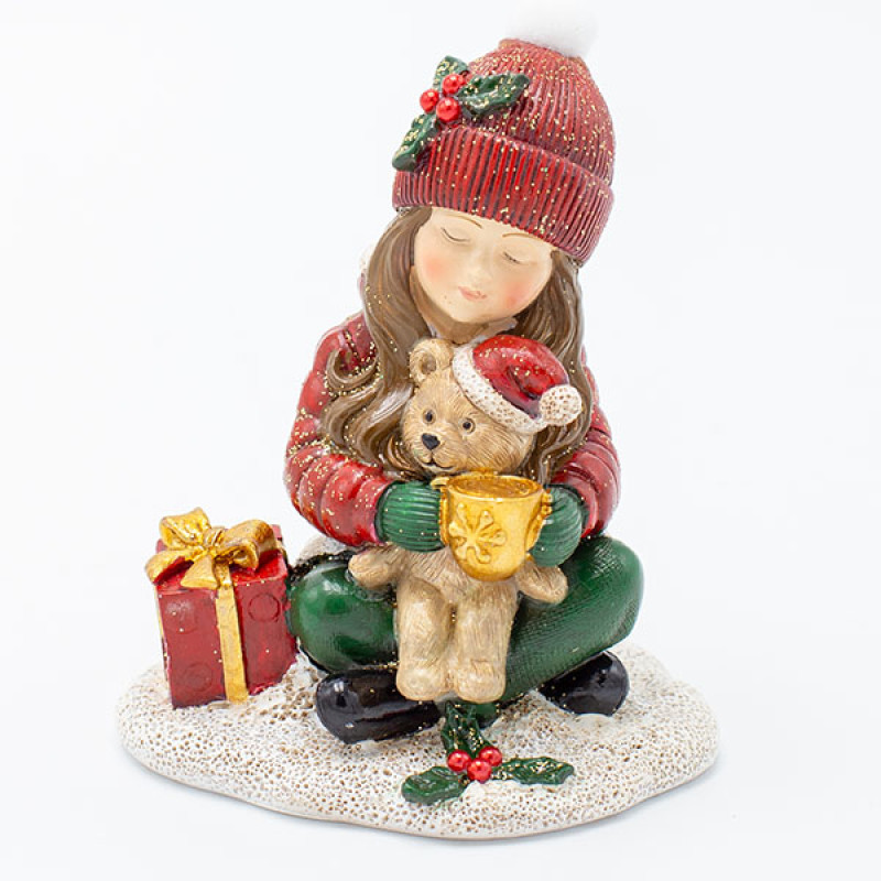 ΔΙΑΚΟΣΜΗΤΙΚΟ ΠΟΛΥΡΕΖΙΝ, ΚΟΡΙΤΣΑΚΙ ΜΕ ΑΡΚΟΥΔΑΚΙ, ΑΠΑΛΟ ΡΟΖ, 7.5x9cm