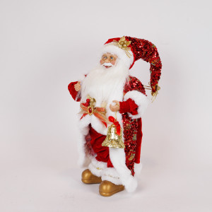 ΑΓΙΟΣ ΒΑΣΙΛΗΣ ΜΕ ΚΟΚΚΙΝΑ ΠΛΟΥΜΙΣΤΑ ΡΟΥΧΑ, 45cm