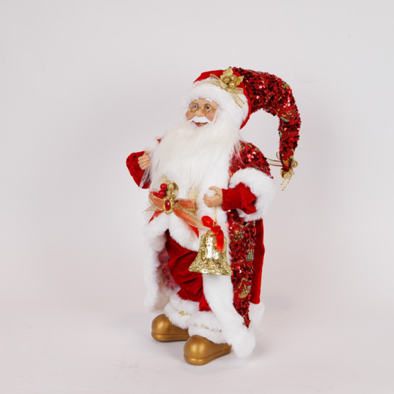 ΑΓΙΟΣ ΒΑΣΙΛΗΣ ΜΕ ΚΟΚΚΙΝΑ ΠΛΟΥΜΙΣΤΑ ΡΟΥΧΑ, 45cm