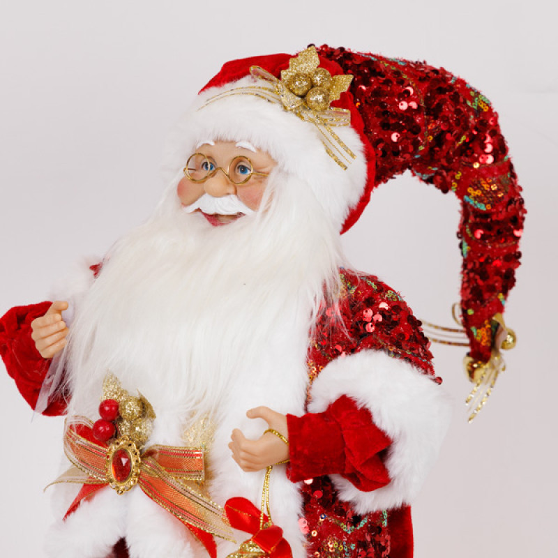 ΑΓΙΟΣ ΒΑΣΙΛΗΣ ΜΕ ΚΟΚΚΙΝΑ ΠΛΟΥΜΙΣΤΑ ΡΟΥΧΑ, 45cm