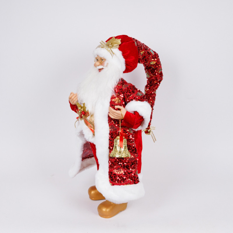 ΑΓΙΟΣ ΒΑΣΙΛΗΣ ΜΕ ΚΟΚΚΙΝΑ ΠΛΟΥΜΙΣΤΑ ΡΟΥΧΑ, 60cm