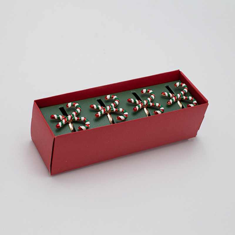 ΔΑΧΤΥΛΙΔΙΑ ΠΕΤΣΕΤΑΣ, ΜΕΤΑΛΛΙΚΑ, CANDY CANE, ΣΕΤ 4ΤΜΧ, 3.2x3.5x4.5cm