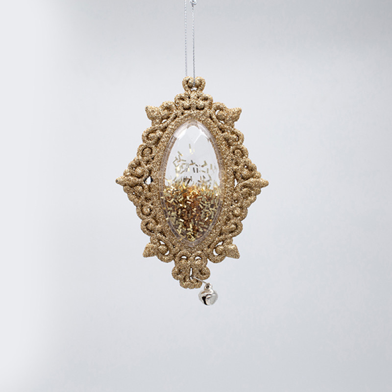 ΣΤΟΛΙΔΙ ΚΡΕΜΑΣΤΟ, VINTAGE, ΣΑΜΠΑΝΙ GLITTER ΜΕ ΚΟΥΔΟΥΝΑΚΙΑ, 13x8x1.5cm