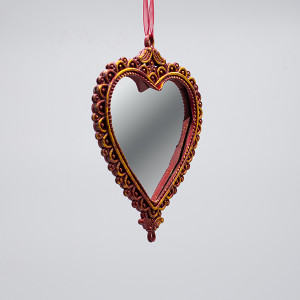 ΣΤΟΛΙΔΙ ΚΡΕΜΑΣΤΟ, VINTAGE ΚΑΘΡΕΦΤΗΣ ΚΑΡΔΙΑ, ΜΠΡΟΝΖΕ, 12.5x12cm