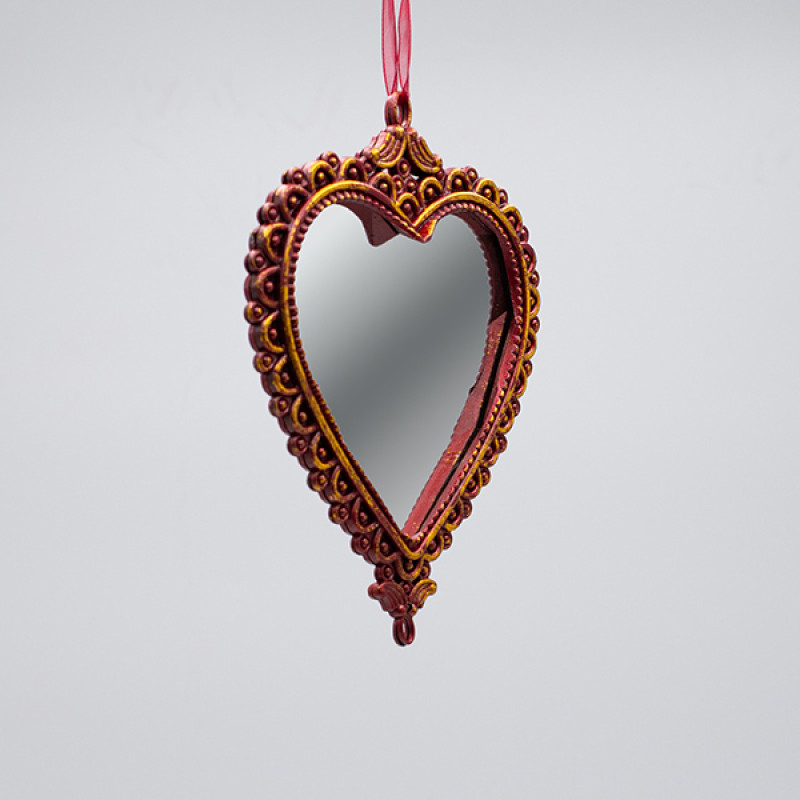 ΣΤΟΛΙΔΙ ΚΡΕΜΑΣΤΟ, VINTAGE ΚΑΘΡΕΦΤΗΣ ΚΑΡΔΙΑ, ΜΠΡΟΝΖΕ, 12.5x12cm