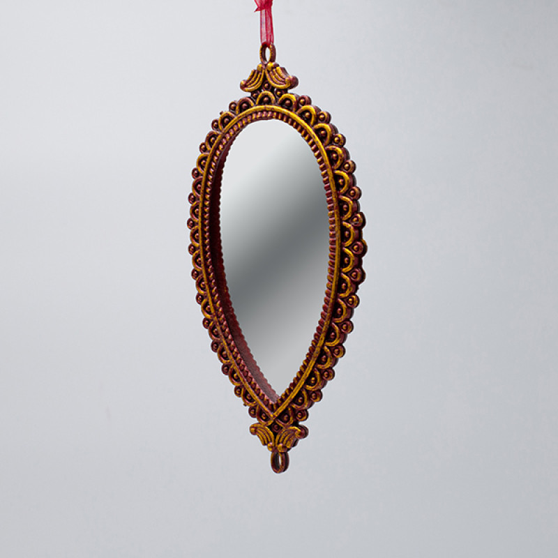 ΣΤΟΛΙΔΙ ΚΡΕΜΑΣΤΟ, VINTAGE ΚΑΘΡΕΦΤΗΣ, ΟΒΑΛ ΜΠΡΟΝΖΕ, 19.5x9.5cm