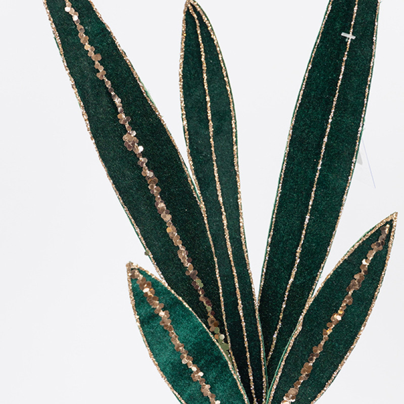 ΚΛΑΔΙ ΜΕ ΣΜΑΡΑΓΔΙ ΦΥΛΛΑ ΚΑΙ ΣΑΜΠΑΝΙ ΛΕΠΤΟΜΕΡΕΙΕΣ, 55cm