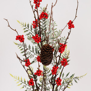 ΚΛΑΔΙ ΜΕ ΦΥΛΛΟ ΚΥΠΑΡΙΣΣΙ ΚΑΙ BERRY, 72cm