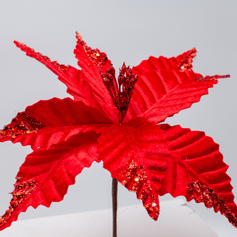 ΑΛΕΞΑΝΔΡΙΝΟ, ΚΟΚΚΙΝΟ ΜΕ ΛΕΠΤΟΜΕΡΕΙΑ GLITTER ΣΤΑ ΦΥΛΛΑ, 24x15cm