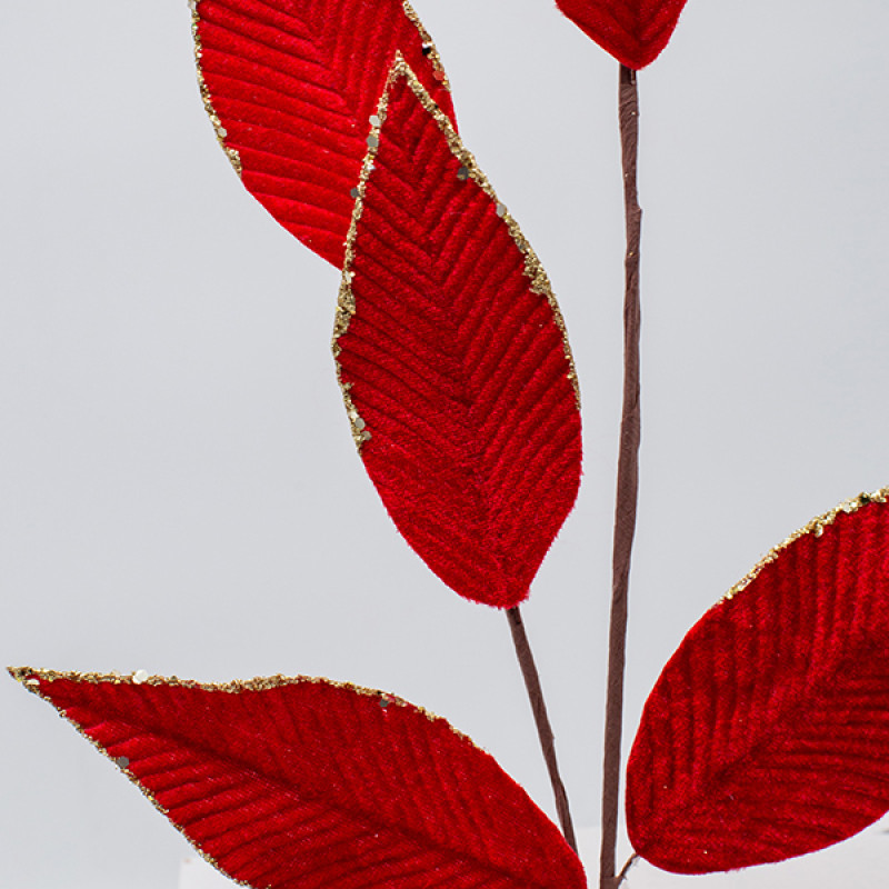 ΚΛΑΔΙ ΜΕ ΚΟΚΚΙΝΑ ΒΕΛΟΥΔΙΝΑ ΦΥΛΛΑ ΒΕΛΑΝΙΔΙΑΣ, 82cm
