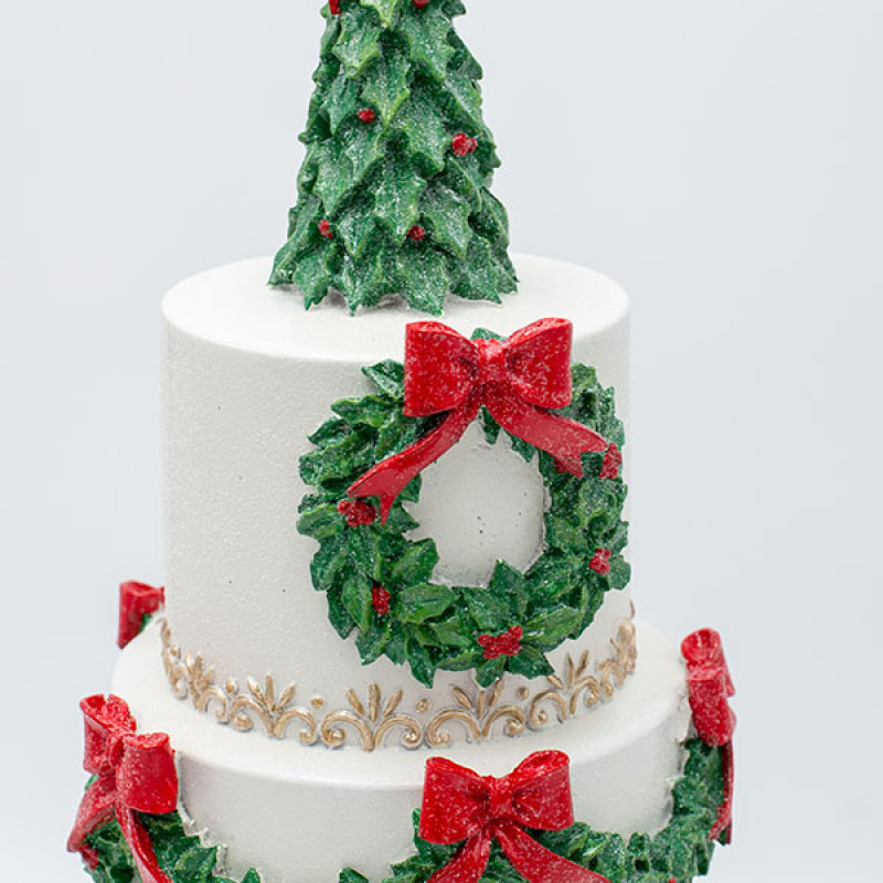 ΤΟΥΡΤΑ ΠΟΛΥΡΕΖΙΝ, ΜΕ ΧΡΙΣΤΟΥΓΕΝΝΙΑΤΙΚΟ ΔΕΝΤΡΟ, 16.5x16.5x41.5cm