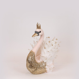 ΒΕΛΟΥΔΙΝΟΣ ΚΥΚΝΟΣ, ΡΟΖ ΜΕ ΧΡΥΣΟ GLITTER, 27x22x28cm