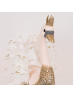 ΒΕΛΟΥΔΙΝΟΣ ΚΥΚΝΟΣ, ΡΟΖ ΜΕ ΧΡΥΣΟ GLITTER, 27x22x28cm