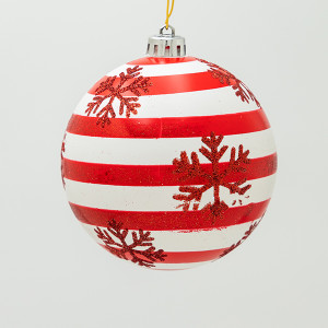 ΠΛΑΣΤΙΚΗ ΜΠΑΛΑ, ΚΟΚΚΙΝΗ MERRY CHRISTMAS ΚΑΙ ΧΙΟΝΟΝΙΦΑΔΑ, ΣΕΤ 4ΤΜΧ, 10cm