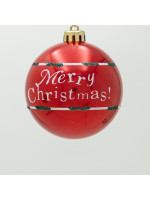 ΠΛΑΣΤΙΚΗ ΜΠΑΛΑ, ΚΟΚΚΙΝΟ ΠΑΓΩΜΕΝΟ ΜΕ ΕΠΙΓΡΑΦΗ MERRY CHRISTMAS, ΣΕΤ 6ΤΜΧ, 8cm