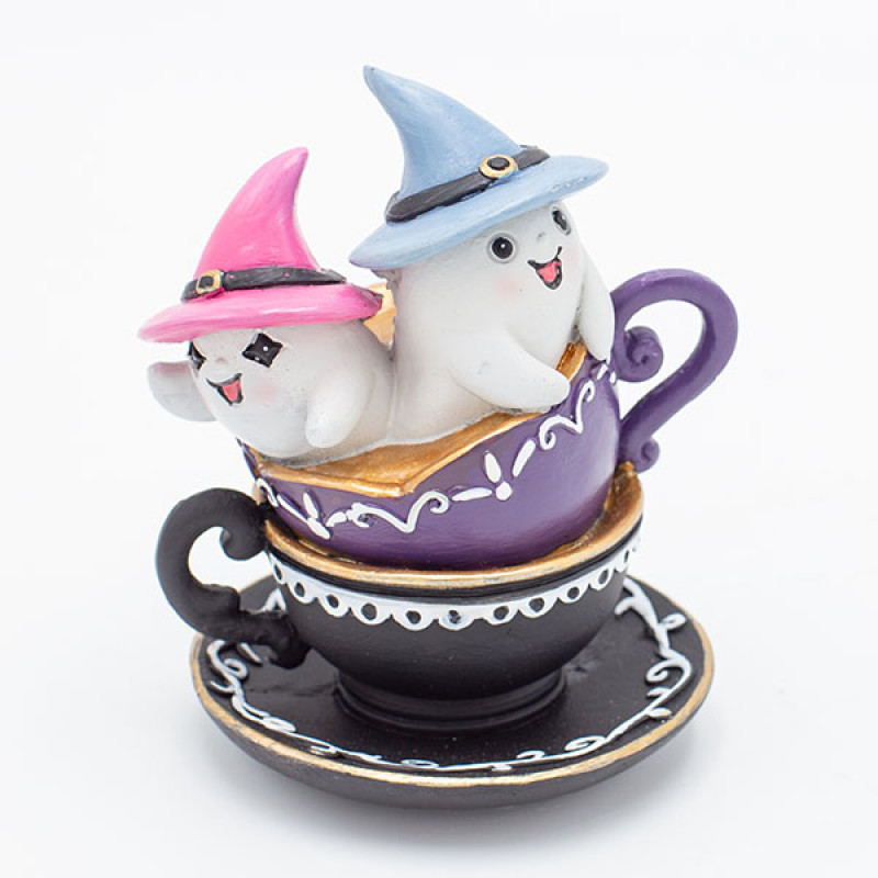 ΦΑΝΤΑΣΜΑΤΑΚΙΑ ΜΕ ΡΟΖ ΚΑΙ ΓΑΛΑΖΙΟ ΚΑΠΕΛΑΚΙ, ΣΕ ΦΛΥΤΖΑΝΑΚΙΑ, HALLOWEEN, 8.7x7.8x10.8cm