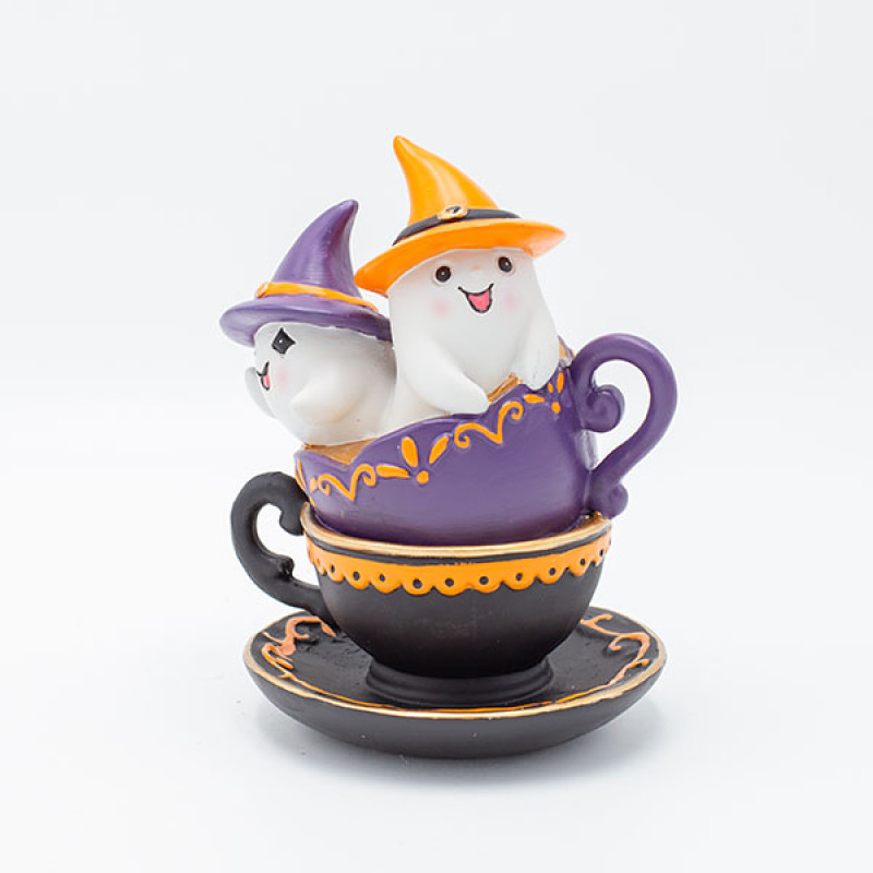 ΦΑΝΤΑΣΜΑΤΑΚΙΑ ΜΕ ΠΟΡΤΟΚΑΛΙ ΚΑΙ ΜΑΥΡΟ ΚΑΠΕΛΑΚΙ, ΣΕ ΦΛΥΤΖΑΝΑΚΙΑ, HALLOWEEN, 14,5x12,7x17,5cm