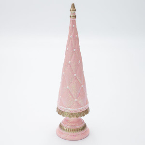 ΠΟΛΥΡΕΖΙΝ ΔΕΝΤΡΟ ΜΕ ΛΕΥΚΕΣ ΠΕΡΛΕΣ ΚΑΙ ΡΟΖ GLITTER, 6x24cm