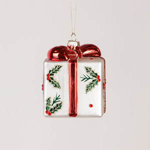 ΓΥΑΛΙΝO ΔΩΡΑΚΙ, ΜΕ ΚΟΚΚΙΝΗ ΚΟΡΔΕΛΑ ΚΑΙ ΓΚΙ, 7.2x8.5cm