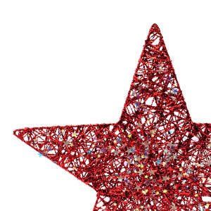 ΑΣΤΕΡΙ ΜΕ ΚΟΚΚΙΝΟ ΝΗΜΑ ΚΑΙ ΙΡΙΔΙΖΟΝΤΑ ΑΣΤΕΡΑΚΙΑ, 30cm