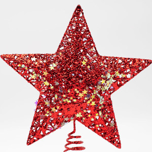 ΚΟΡΥΦΗ ΔΕΝΤΡΟΥ ΜΕ ΚΟΚΚΙΝΟ ΝΗΜΑ ΚΑΙ ΙΡΙΔΙΖΟΝΤΑ ΑΣΤΕΡΑΚΙΑ, 25x30cm