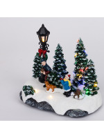 ΧΡΙΣΤΟΥΓΕΝΝΙΑΤΙΚΗ ΠΑΡΑΣΤΑΣΗ ΜΕ ΠΑΙΔΑΚΙΑ, ΔΕΝΤΡΑΚΙ ΚΑΙ ΣΚΥΛΑΚΙ, ΜΠΑΤΑΡΙΑΣ, 16x9.5x14cm