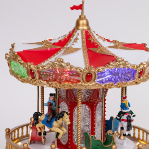 ΚΑΡΟΥΖΕΛ, ΚΟΚΚΙΝΟ ΧΡΥΣΟ, ΜΕ ΜΟΥΣΙΚΗ, ΚΙΝΗΣΗ ΚΑΙ ΦΩΣ, ΜΕ ΜΕΤΑΣΧΗΜΑΤΙΣΤΗ, 23.2x23x2x28x2cm