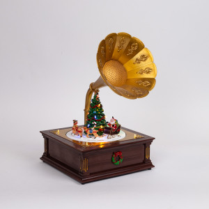 ΓΡΑΜΜΟΦΩΝΟ ΜΕ ΧΡΙΣΤΟΥΓΕΝΝΙΑΤΙΚΗ ΠΑΡΑΣΡΑΣΗ, ΜΕ ΜΟΥΣΙΚΗ, ΚΙΝΗΣΗ ΚΑΙ ΦΩΣ, ΜΕ ΜΕΤΑΣΧΗΜΑΤΙΣΤΗ, 24.5x22.5x35.5cm