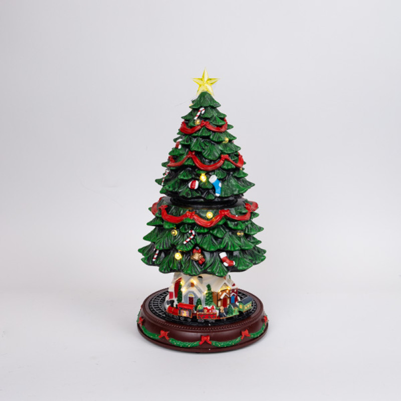ΧΡΙΣΤΟΥΓΕΝΝΙΑΤΙΚΟ ΔΕΝΤΡΟ ΠΟΥ ΑΝΕΒΟΚΑΤΕΒΑΙΝΕΙ, ΜΕ ΜΟΥΣΙΚΗ, ΚΙΝΗΣΗ ΚΑΙ ΦΩΣ, ΜΕ ΜΕΤΑΣΧΗΜΑΤΙΣΤΗ, 23.5x23.5x45.5cm